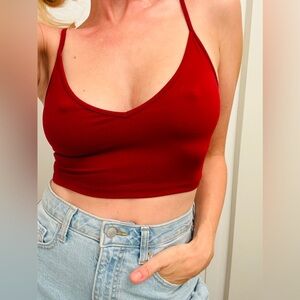 Stretchy comfy Red Halter Crop Top